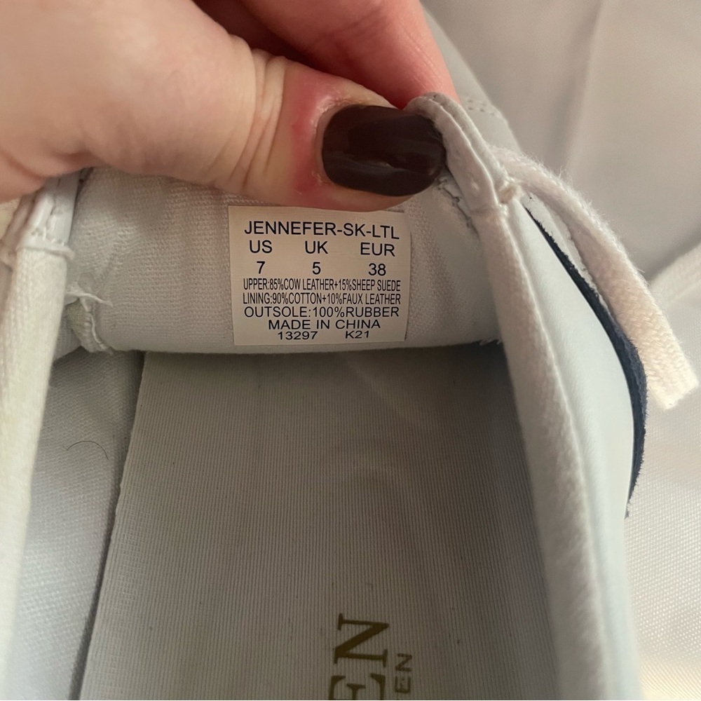 Lauren By Ralph Lauren Jennefer Sneakers White Navy Blue Size Women's 7 - Picture 7 of 8